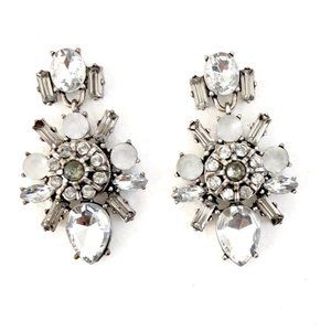 Neiman Marcus Lee Angel Silver Frost Crystal Burst earrings NWT 98